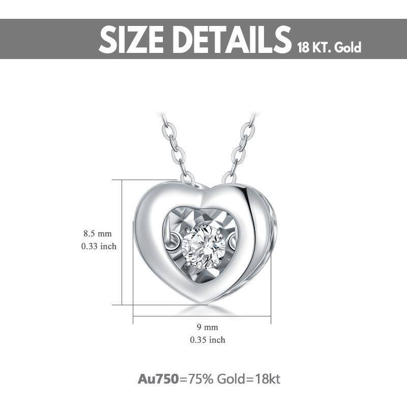 18K White Gold Circular Shaped Cubic Zirconia Heart With Heart Pendant Necklace-6