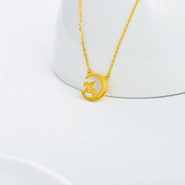 18K Gold Horse & Moon Pendant Necklace-2