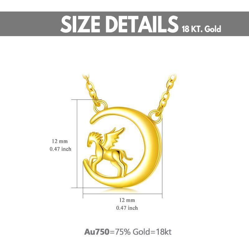 18K Gold Horse & Moon Pendant Necklace-6