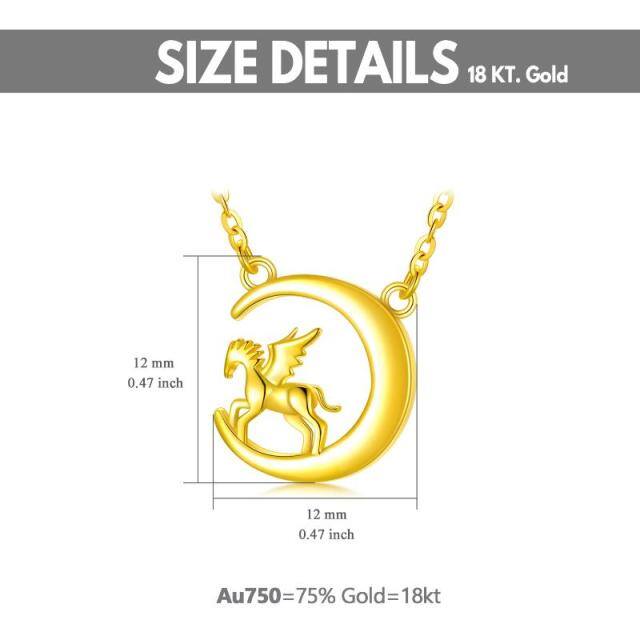 18K Gold Horse & Moon Pendant Necklace-5