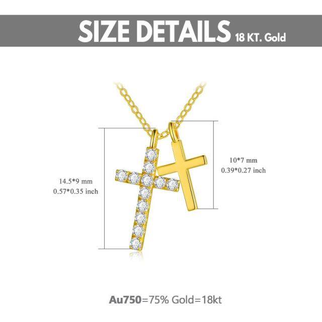 18K Oro Cubic Zirconia Cruz Colgante Collar-2