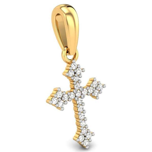 10K Gold Moissanite Cross Pendant Necklace-1