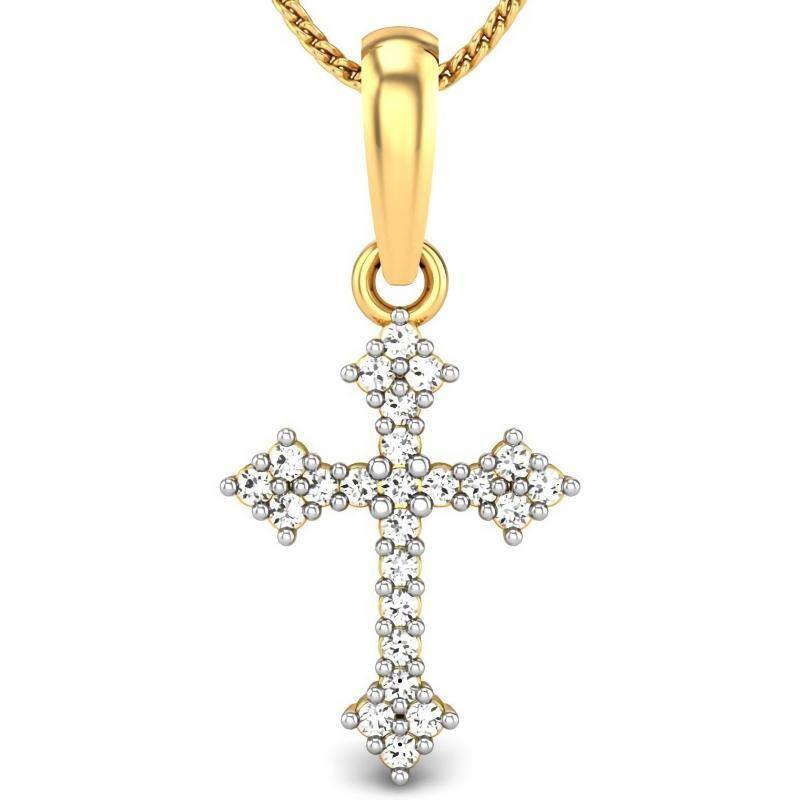 10K Gold Moissanite Cross Pendant Necklace-1