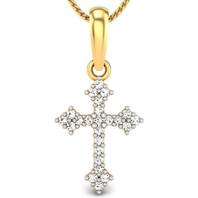 10K Gold Moissanite Cross Pendant Necklace-0