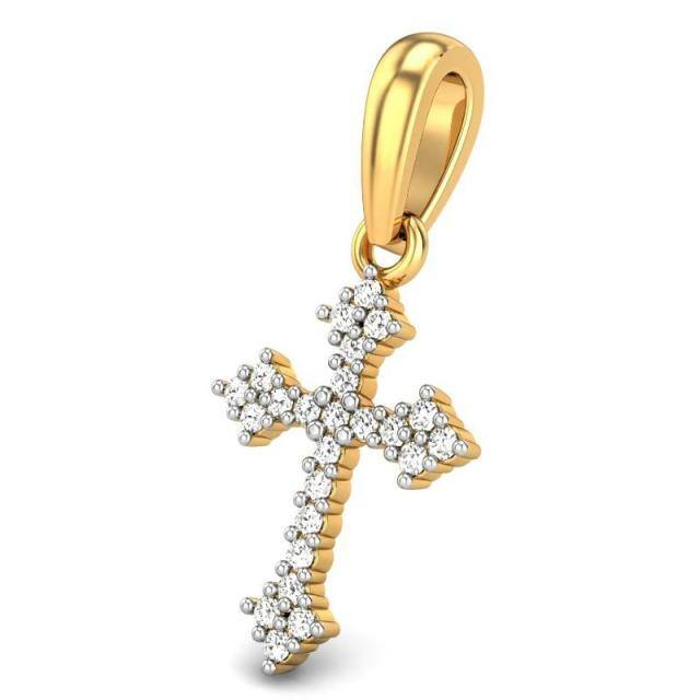 10K Gold Moissanite Cross Pendant Necklace-2