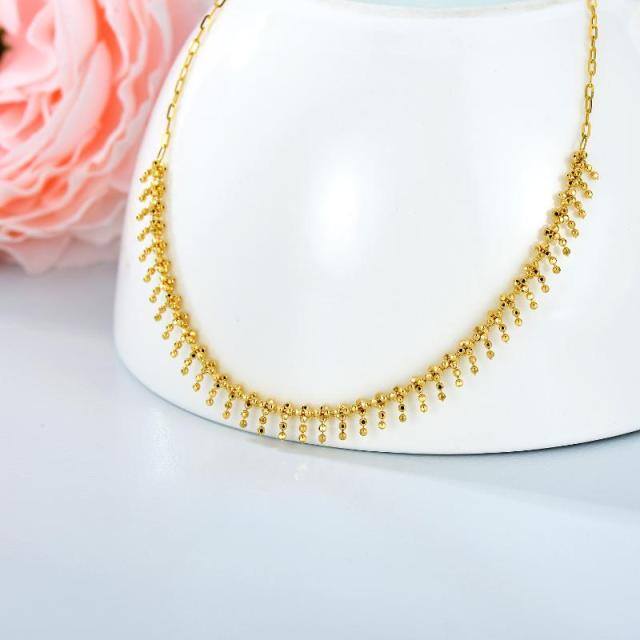18K Gold Bead Metal Choker Necklace-2