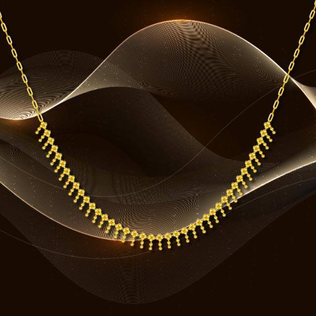 18K Gold Bead Metal Choker Necklace-5