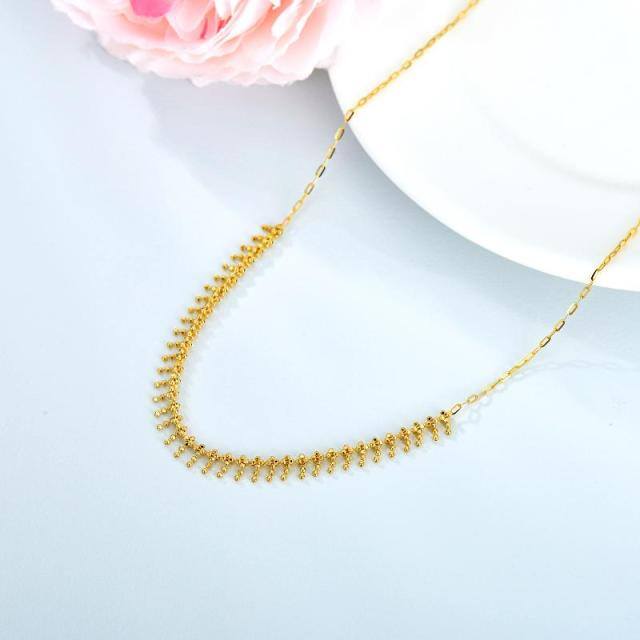 18K Gold Bead Metal Choker Necklace-3