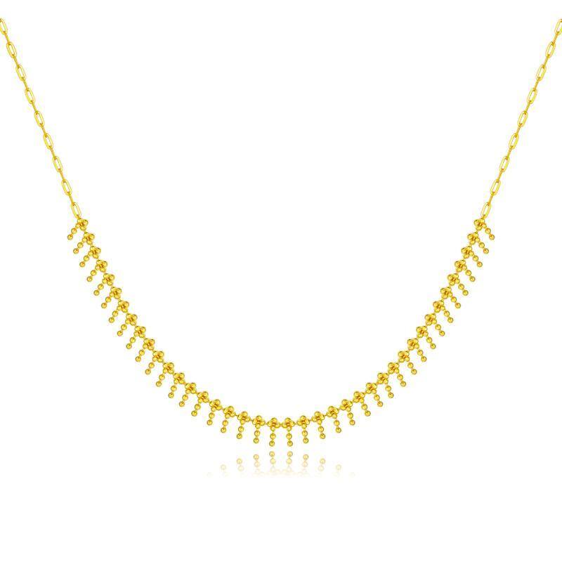 18K Gold Bead Metal Choker Necklace-1