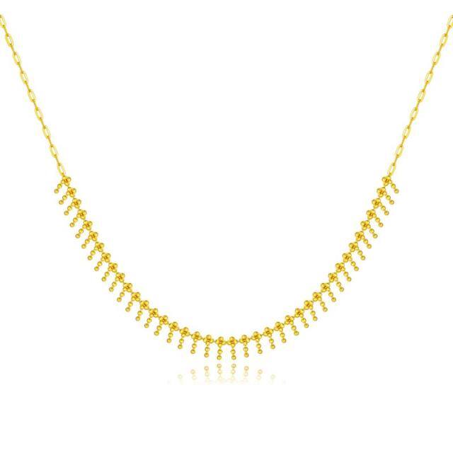 18K Gold Bead Metal Choker Necklace-0