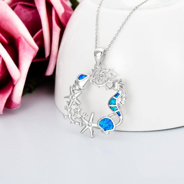 Collier pendentif étoile de mer opale en argent sterling-2