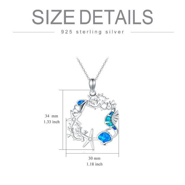 Sterling Silver Opal Starfish Pendant Necklace-4