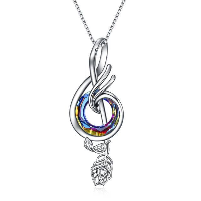 Colar com pingente de prata esterlina Abalone Shellfish Phoenix & Music Symbol-0