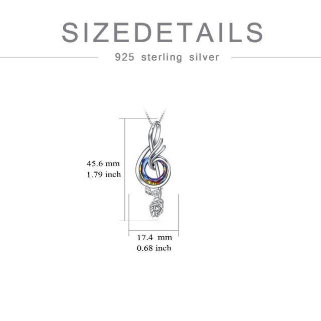 Sterling Silver Abalone Shellfish Phoenix & Music Symbol Pendant Necklace-4