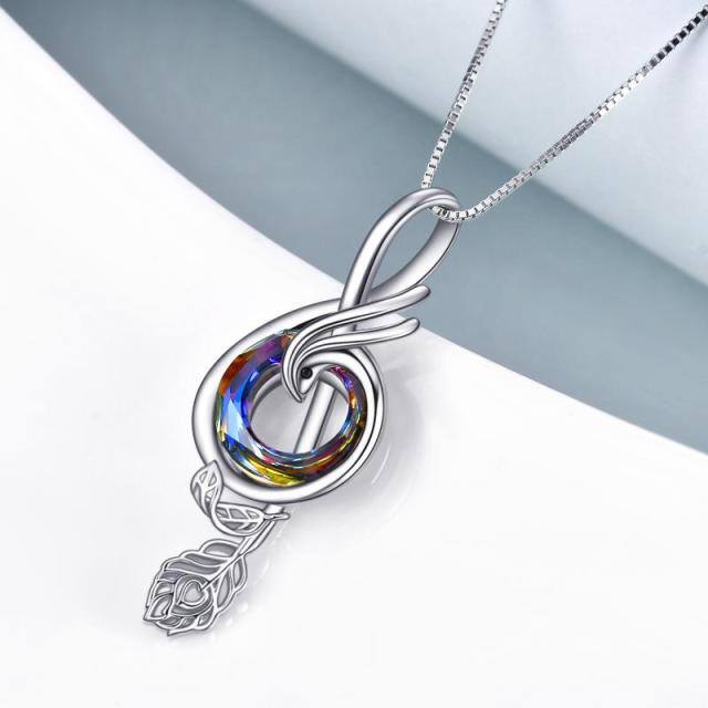 Sterling Silver Abalone Shellfish Phoenix & Music Symbol Pendant Necklace-3