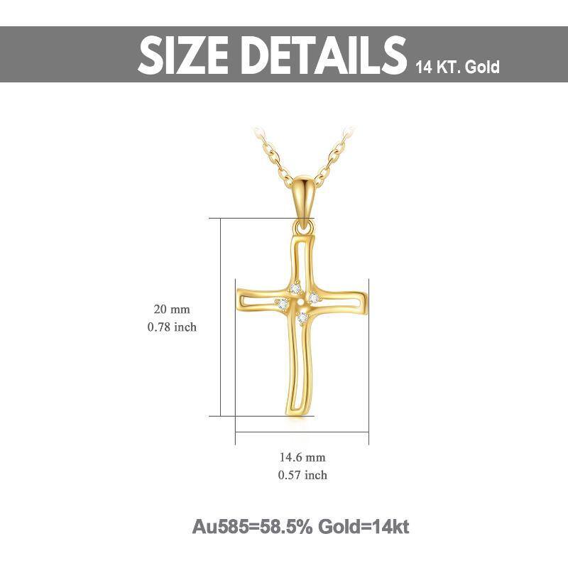 14K Gold Moissanit Kreuz-Anhänger Halskette-5