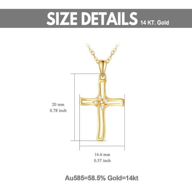 14K Gold Moissanite Cross Pendant Necklace-4
