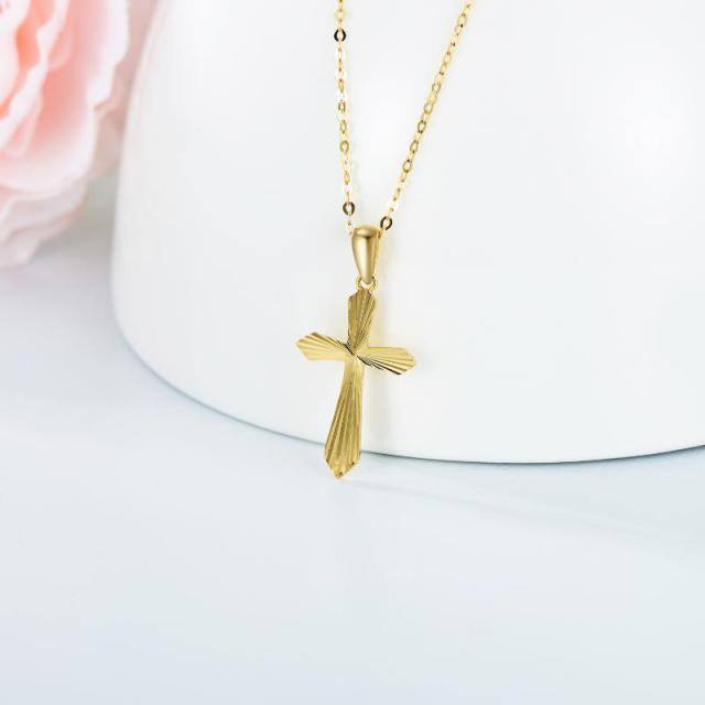 9K Gold Cross Pendant Necklace-2