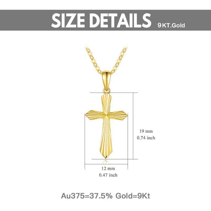 9K Gold Cross Pendant Necklace-5