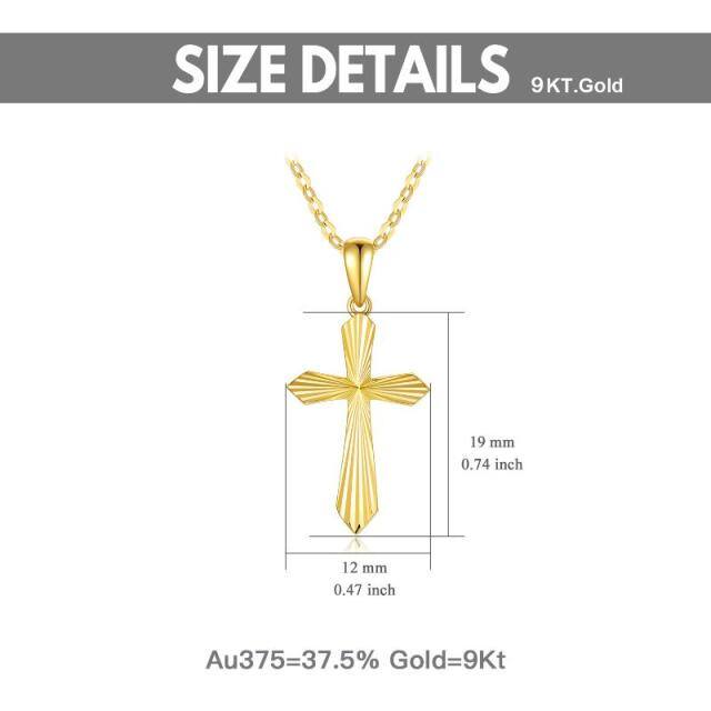 9K Gold Cross Pendant Necklace-4