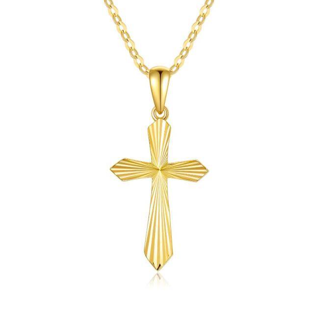 9K Gold Cross Pendant Necklace-0