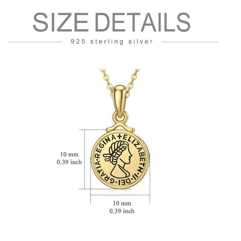 Collier avec pendentif en or 9K en forme de pièce de monnaie Elizabeth II-5