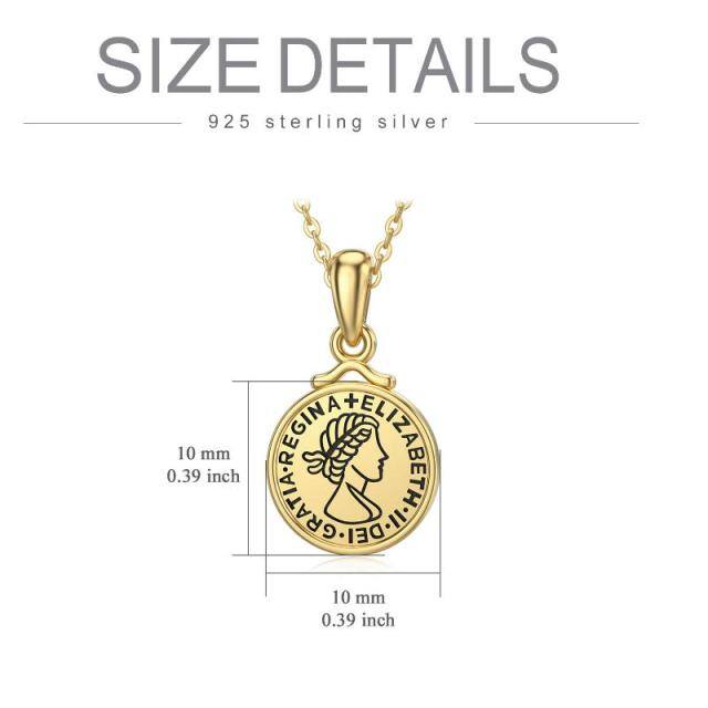 Collier avec pendentif en or 9K en forme de pièce de monnaie Elizabeth II-4