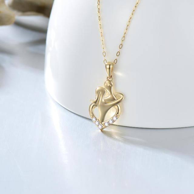 14K Gold Moissanite Couple Pendant Necklace-2