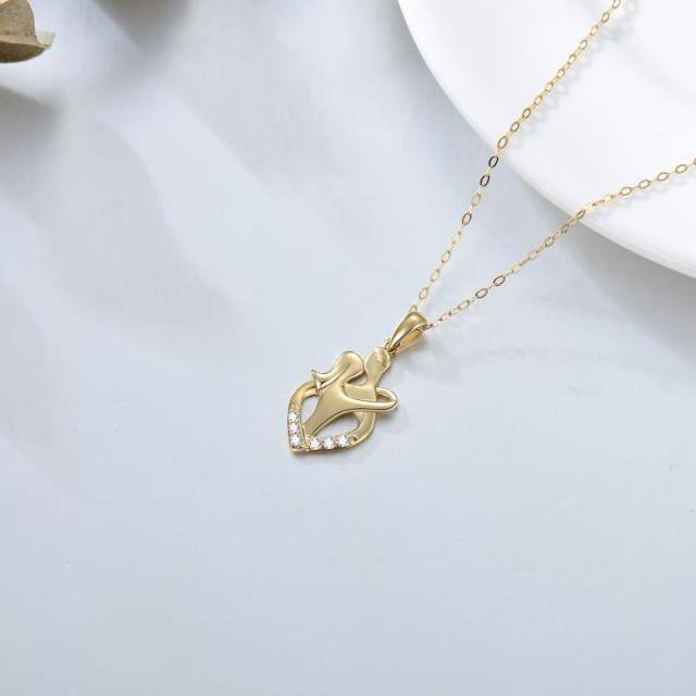 14K Gold Moissanite Couple Pendant Necklace-3