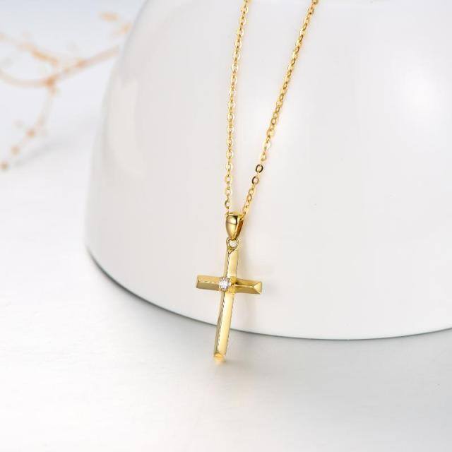 Colar com pingente de cruz de moissanite criado em ouro 14k, joias religiosas-2