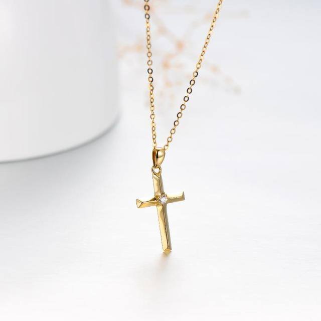 Colar com pingente de cruz de moissanite criado em ouro 14k, joias religiosas-4