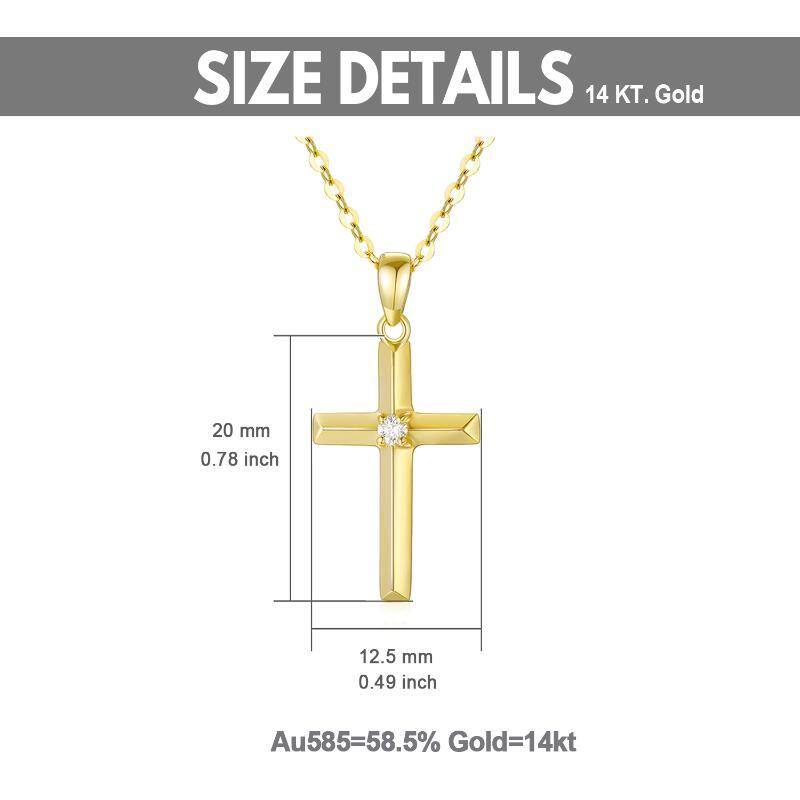 14K Gold Moissanite Cross Pendant Necklace-6