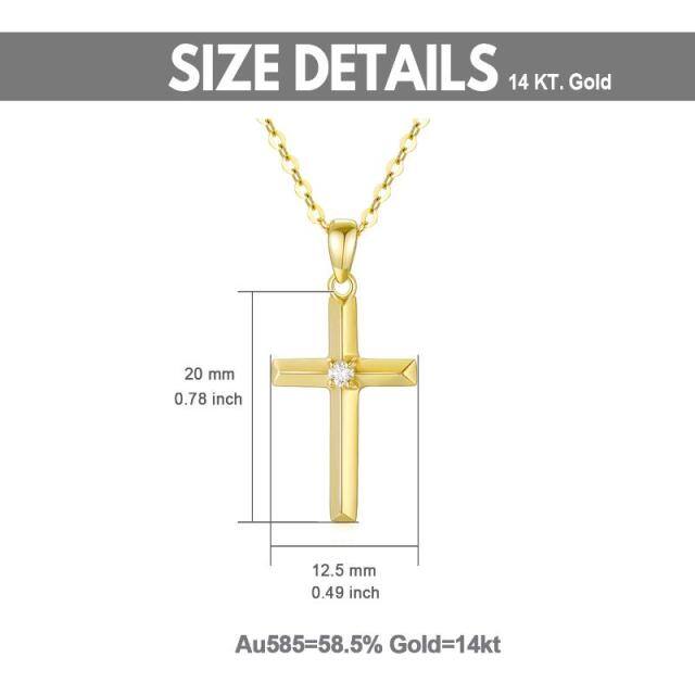 Colar com pingente de cruz de moissanite criado em ouro 14k, joias religiosas-5
