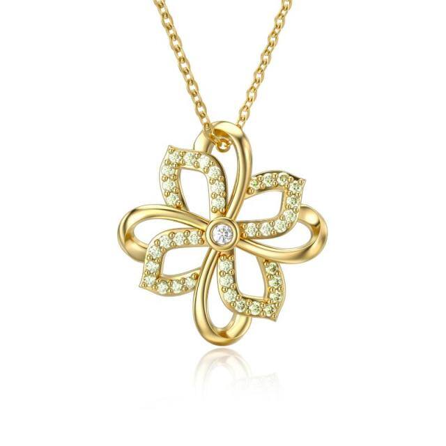 14K Gold Moissanite Four-leaf Clover Pendant Necklace-5