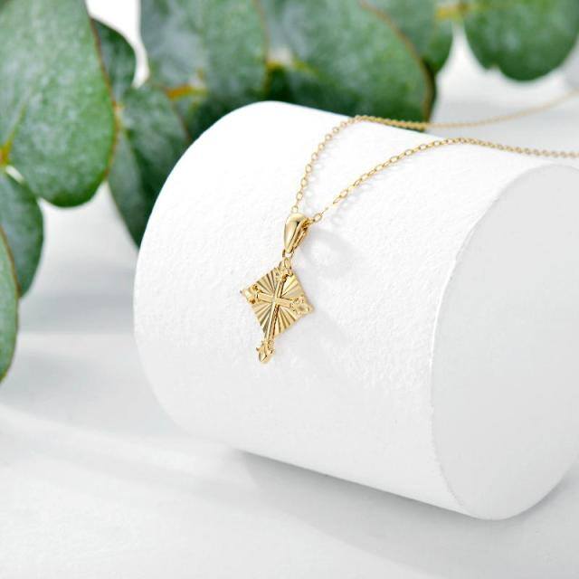 14K Gold Cross Pendant Necklace-3