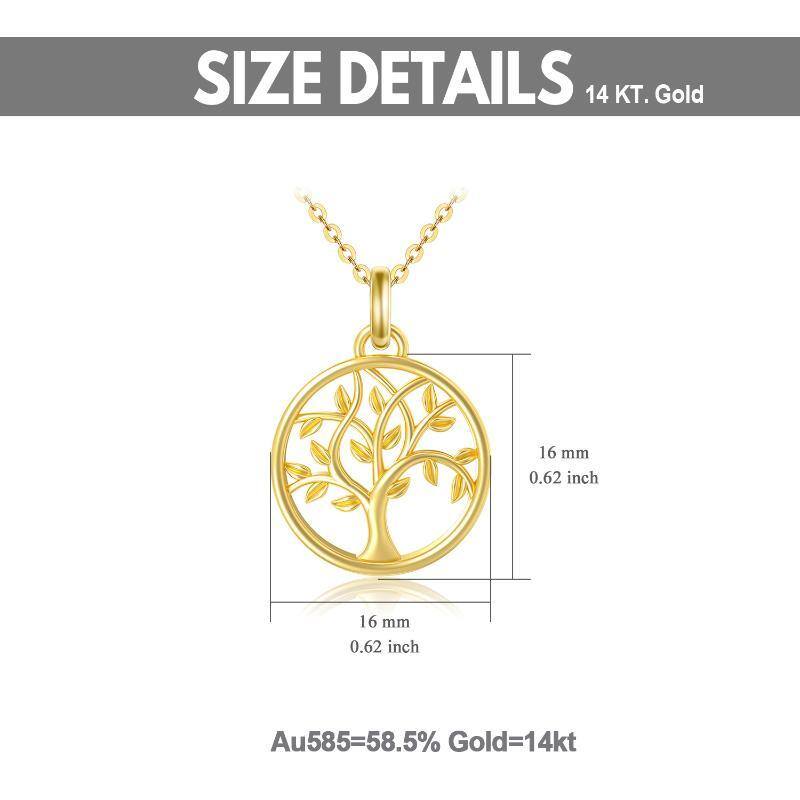 Collier avec pendentif en or 14K en forme d'arbre de vie-5