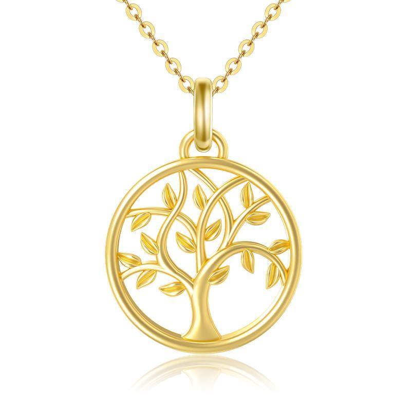 9K Gold Baum des Lebens Anhänger Halskette-1