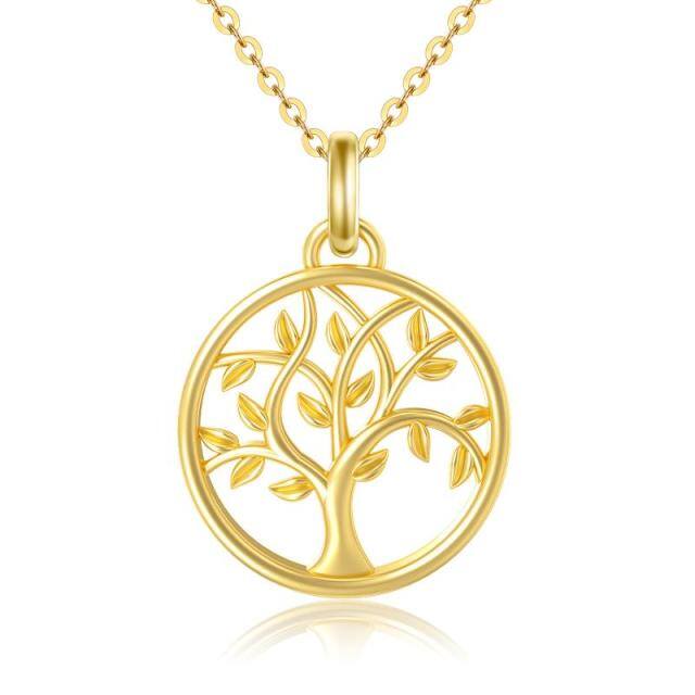 9K Gold Tree Of Life Pendant Necklace-0