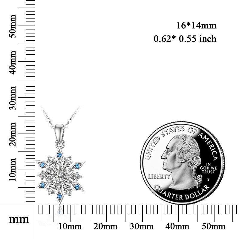 14K White Gold Cubic Zirconia Snowflake Pendant Necklace-5