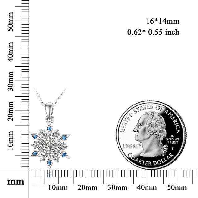 14K White Gold Cubic Zirconia Snowflake Pendant Necklace-4