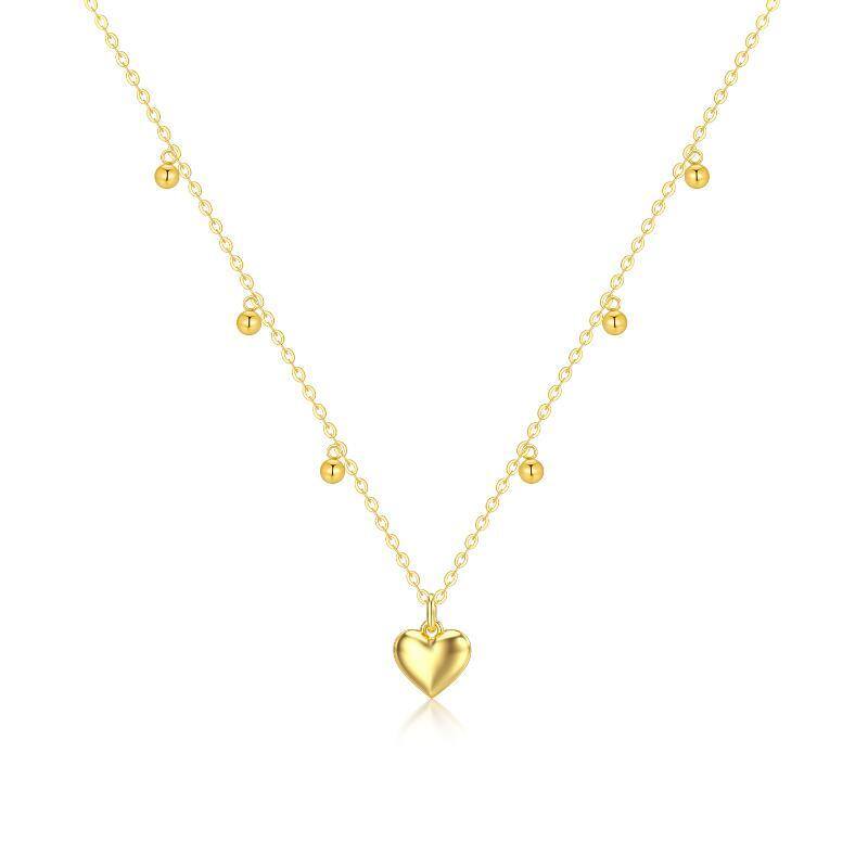 14K Gold Heart Metal Choker Necklace-1