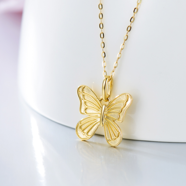14K Gold Butterfly Pendant Necklace-2