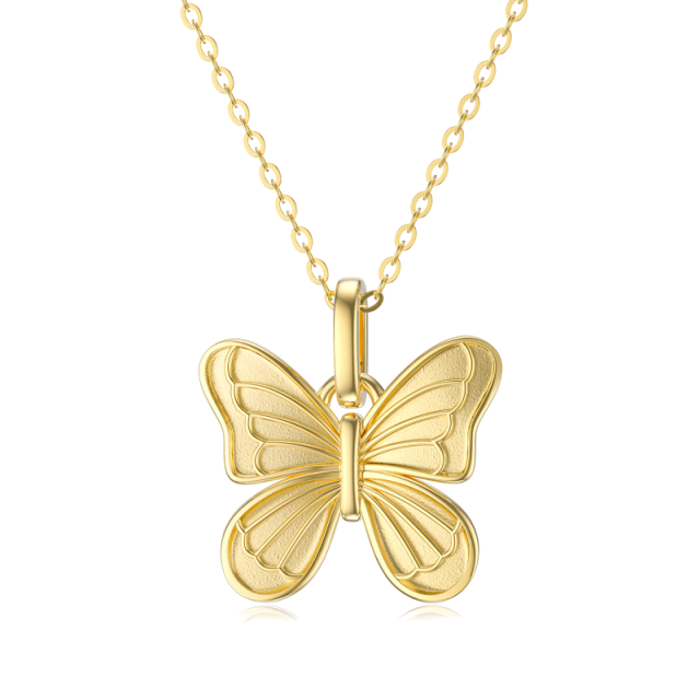 14K Gold Butterfly Pendant Necklace-0