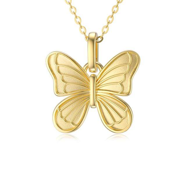 9K Gold Butterfly Pendant Necklace-0