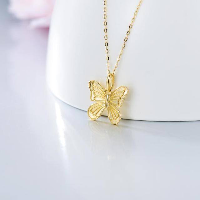 9K Gold Butterfly Pendant Necklace-2