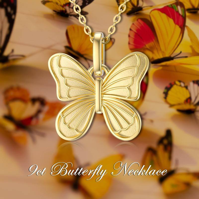 9K Gold Butterfly Pendant Necklace-6