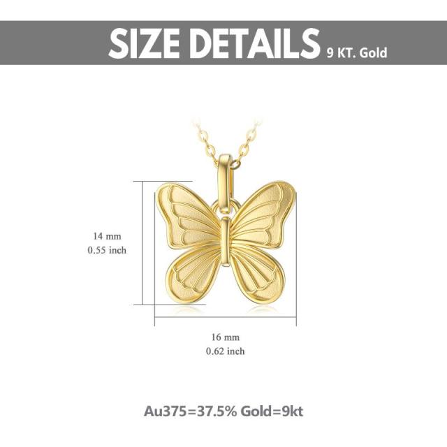 9K Gold Butterfly Pendant Necklace-4