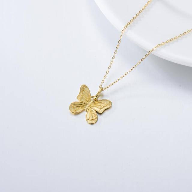 9K Gold Butterfly Pendant Necklace-3