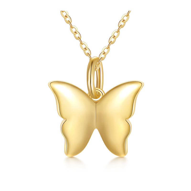 14K Gold Butterfly Pendant Necklace-1