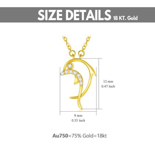 14K gouden Cubic Zirconia dolfijn hanger ketting-6